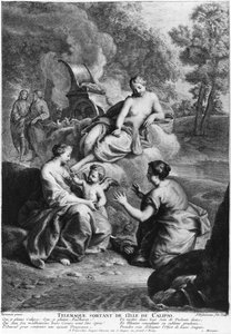 Telemachus leaving the Isle of Calypso, illustration from 